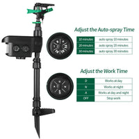 Solar Powered Motion Activated Sprinkler with Adjustable Sensitivity and Range and 300 Degree Rotation