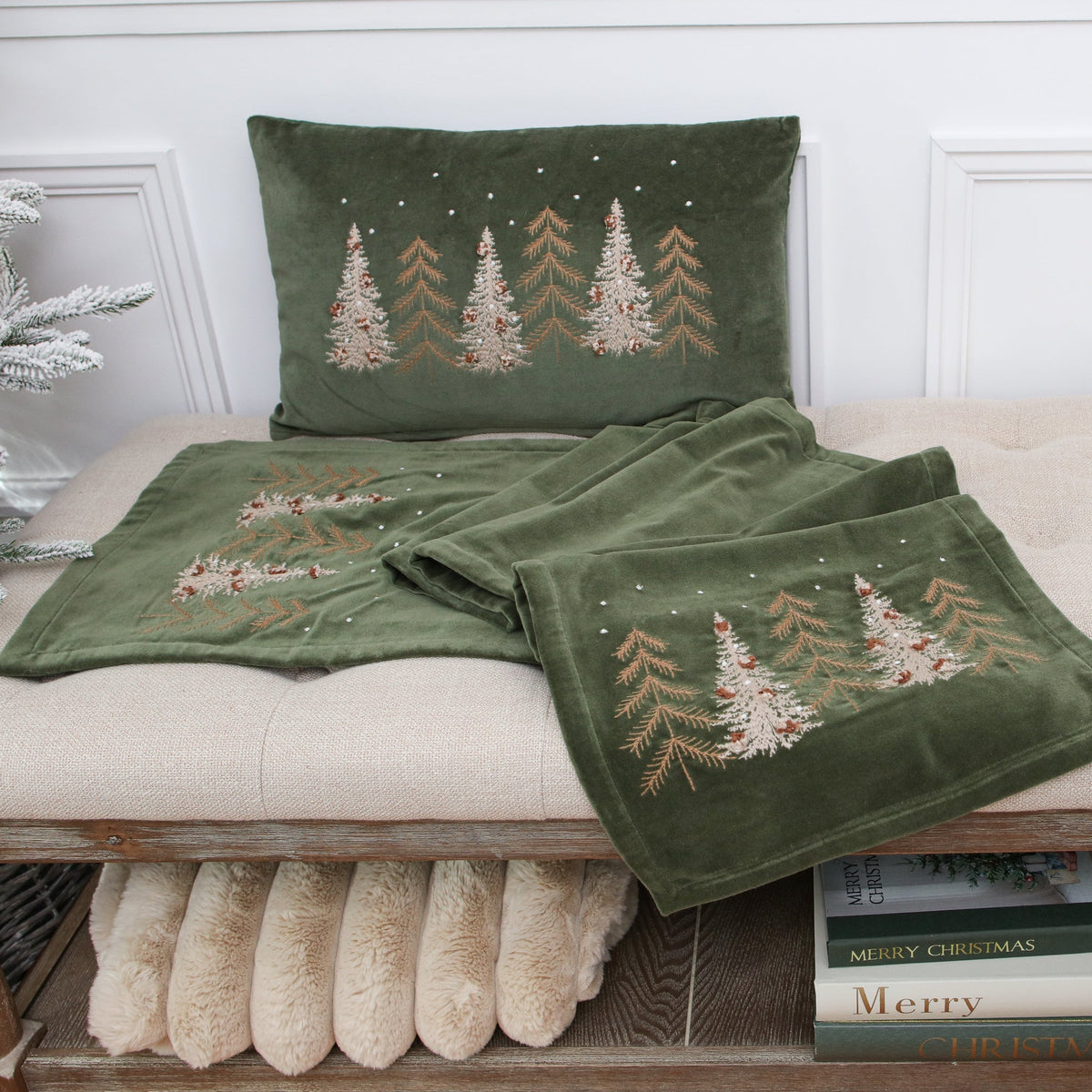 Velvet Pines Lumbar Pillow - Interior Delights