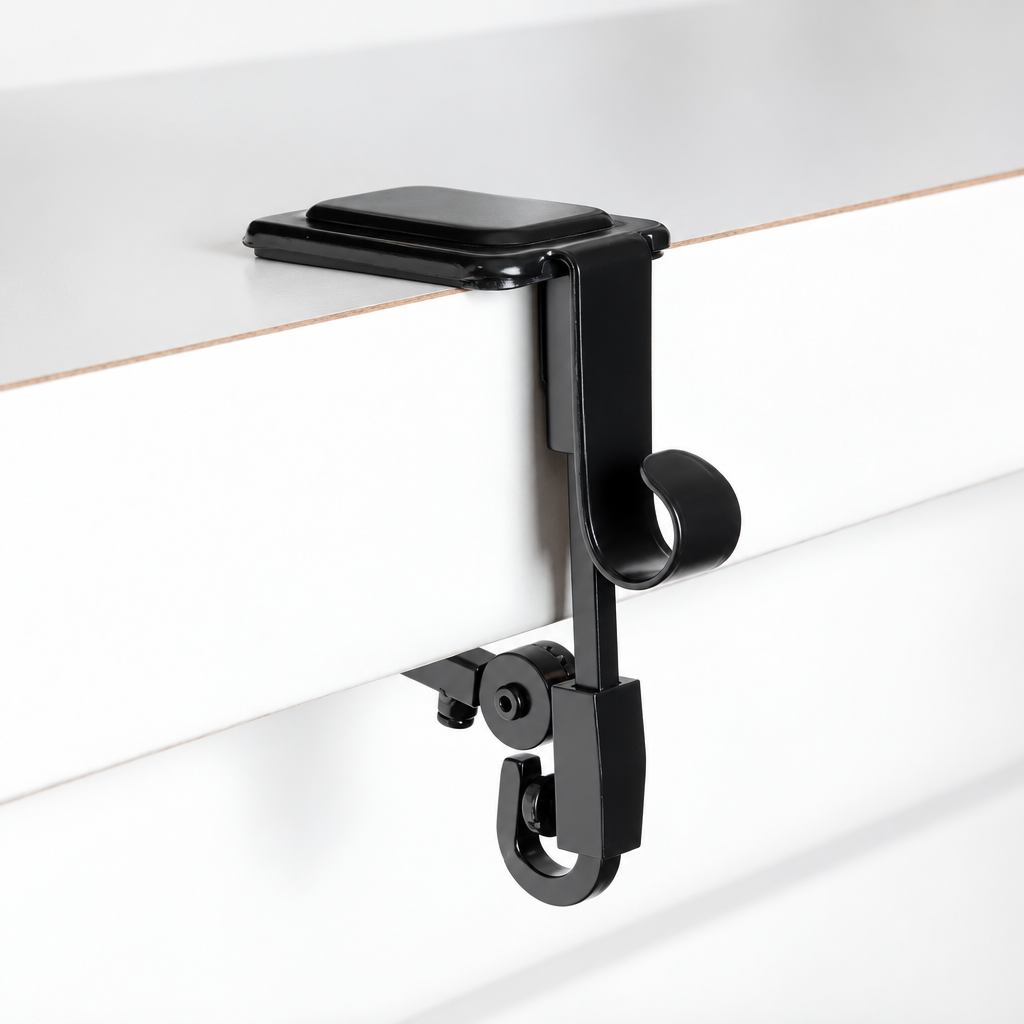 Adjustable Mantel Clamp Stocking Hanger with Dual Hooks and Rubber Pads for Garlands and Stockings