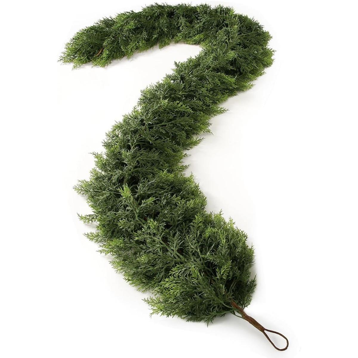 Thick Artificial Cedar Garland Set of 2 with Hanging Loops for Mantels and Staircases