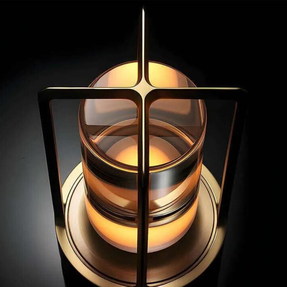 Cordless Rechargeable Metal Lantern Lamp with 3 Stage Touch Dimming for Tables and Patios