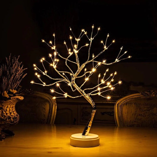 LED Fairy Light Tree Lamp with Bendable Branches and Dual Power for Bedrooms and Gifts