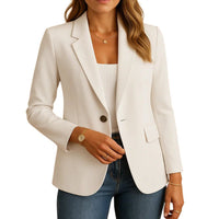 Stretch Blazer for Women with Notched Lapel and Hip Pockets, Machine Washable