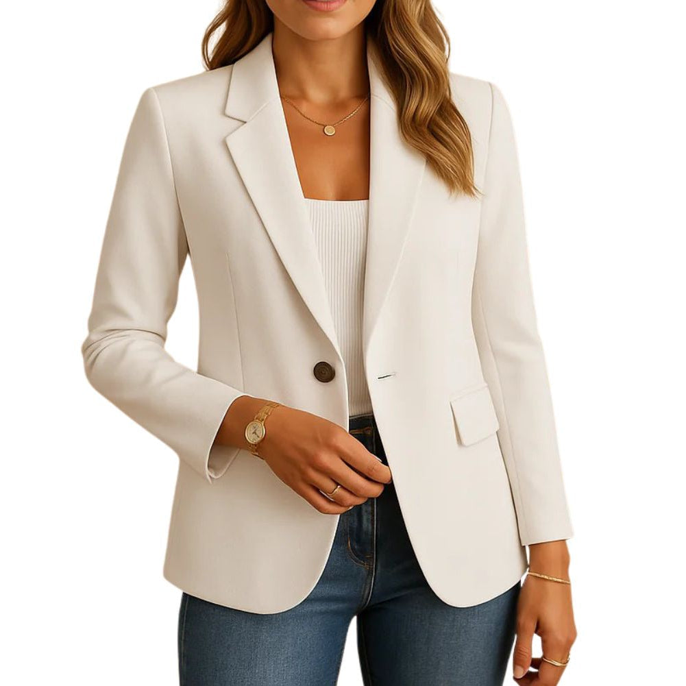 Stretch Blazer for Women with Notched Lapel and Hip Pockets, Machine Washable