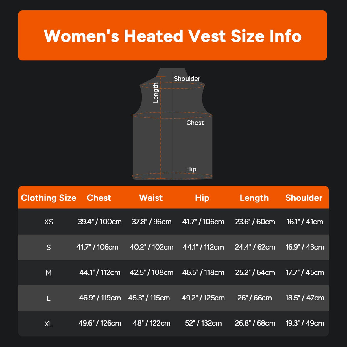 Women's Heated Vest with Six Heating Zones and Three Temperature Levels