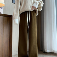 Wide Leg Lounge Pants with Thermal Lining and Elastic Waistband