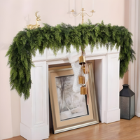 Thick Artificial Cedar Garland Set of 2 with Hanging Loops for Mantels and Staircases