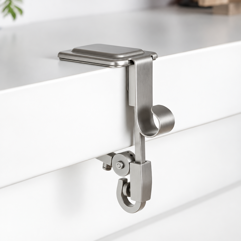 Adjustable Mantel Clamp Stocking Hanger with Dual Hooks and Rubber Pads for Garlands and Stockings