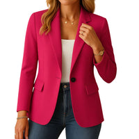 Stretch Blazer for Women with Notched Lapel and Hip Pockets, Machine Washable