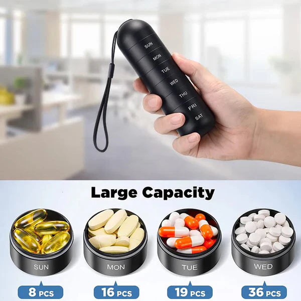 Pill Organizer 7 Day Aluminum Portable for Travel
