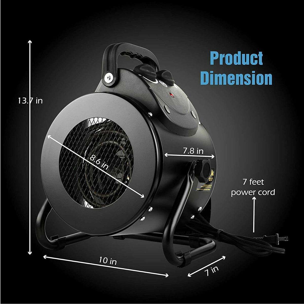 Greenhouse Heater 1500W with Dual Air Circulation and Thermal Shutoff, IPX4 Splash Resistant