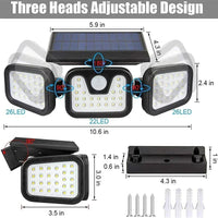 Motion Sensor Solar Light with 74 LEDs, a 270 Degree Lighting Angle and an Adjustable Head