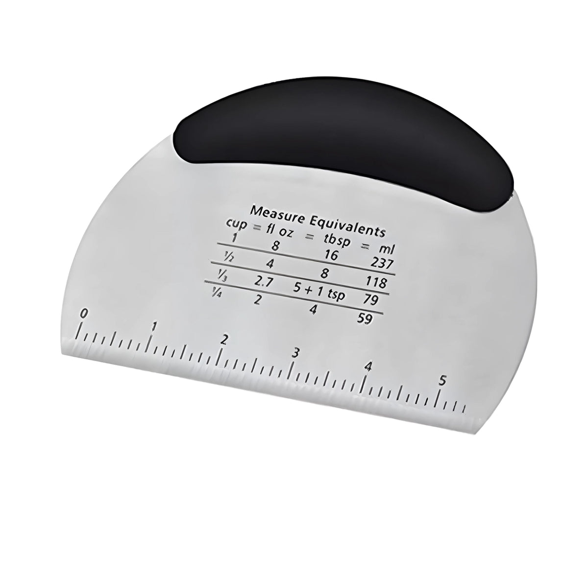 Stainless Steel Dough Scraper with Etched Measurement Markings and Handle
