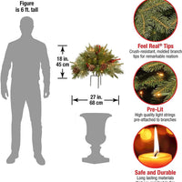 LED Urn Filler with 167 Evergreen Tips and 35 Warm White Lights, Battery Operated