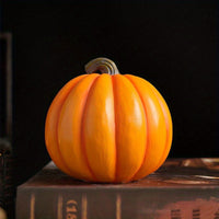 Jack O'Lantern Resin Ornament with Skull Detail and Carved Pumpkin Face