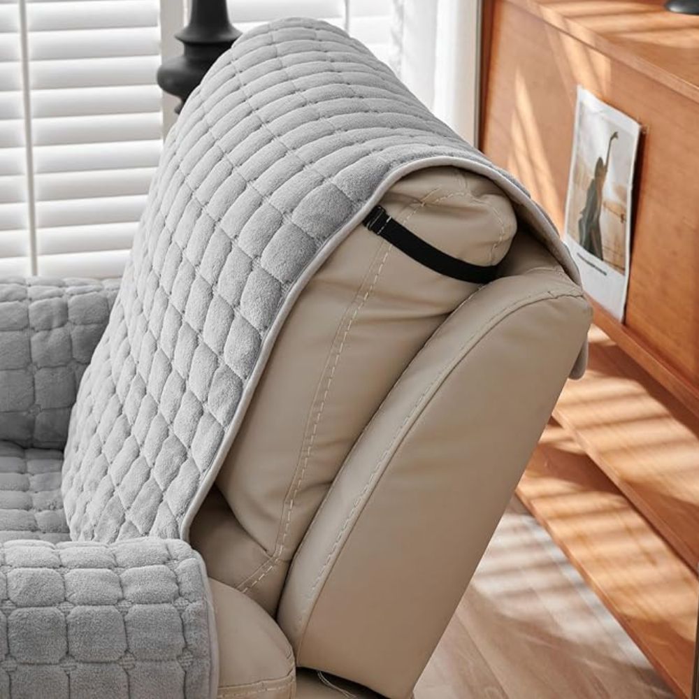 Quilted Recliner Cover with Microfiber Blend and Non-Slip Backing, Side Pocket