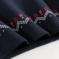 Nordic Snowflake Knit Sweater with Round Neck and Ribbed Cuffs for Autumn and Winter