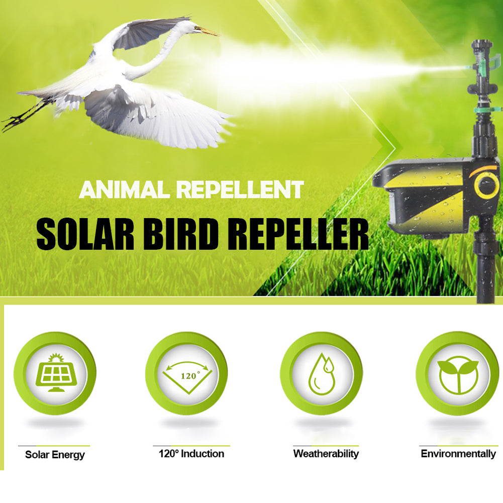 Solar Powered Motion Activated Sprinkler with Adjustable Sensitivity and Range and 300 Degree Rotation