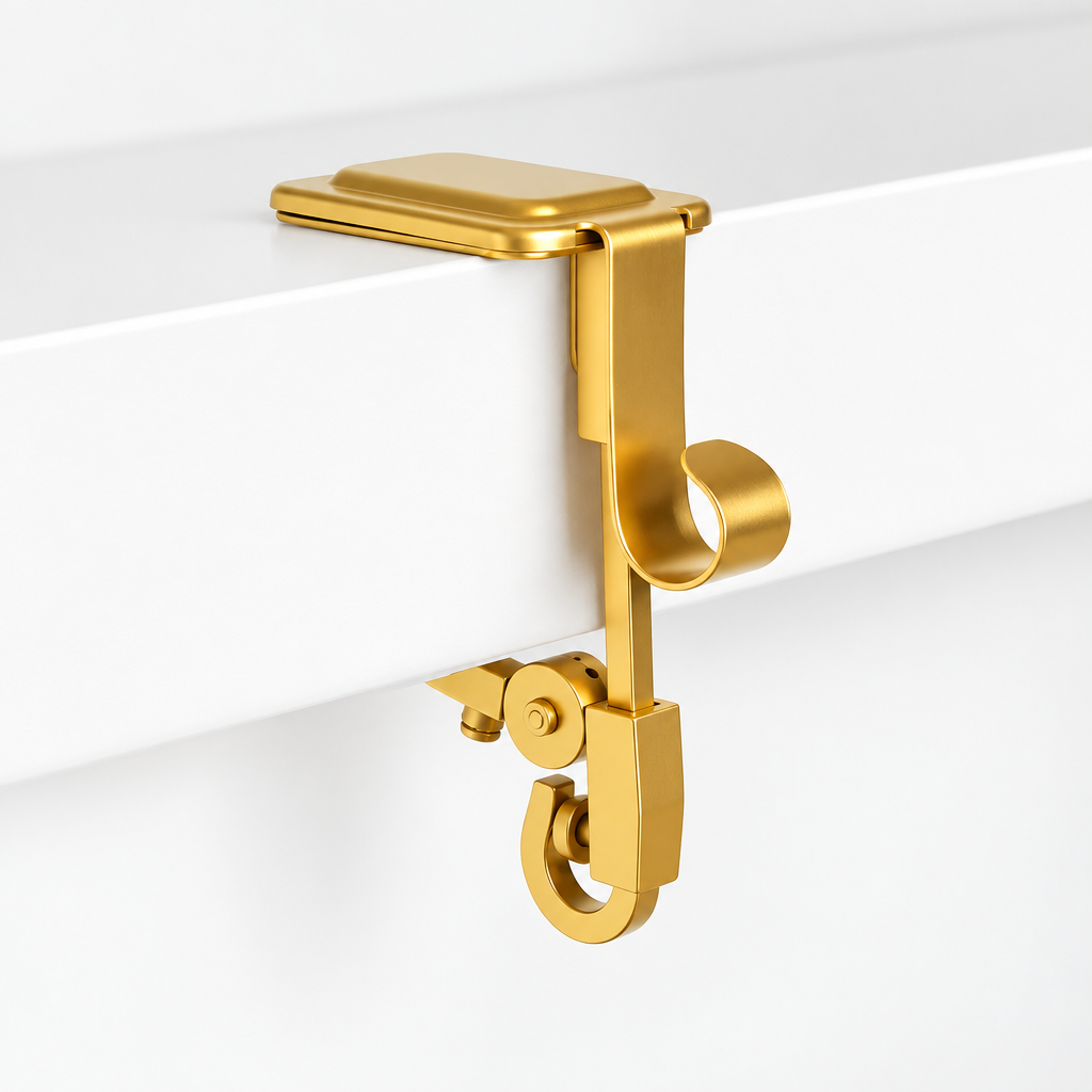 Adjustable Mantel Clamp Stocking Hanger with Dual Hooks and Rubber Pads for Garlands and Stockings