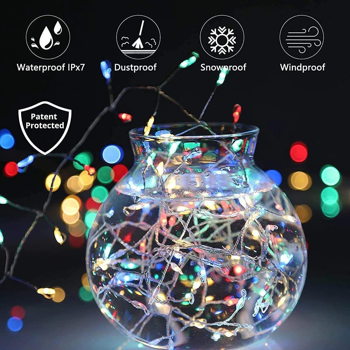 Copper Wire LED String Lights with Remote and 8 Modes for Christmas Trees and Patios