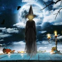 Glowing Witch Figures with Sound Activation and Flickering Lights, 59 Inch Height