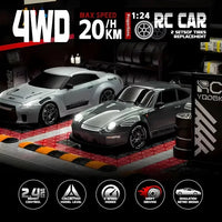 Four Wheel Drive Remote Control Car with LED Lights, Race and Drift Wheels and Mini Traffic Cones