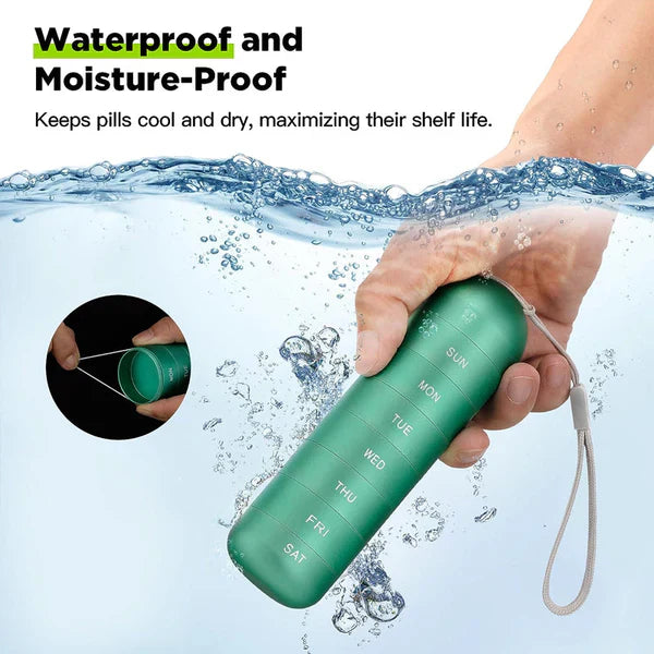 Pill Organizer 7 Day Aluminum Portable for Travel