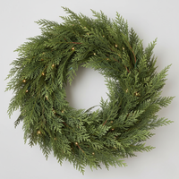 Two Piece Artificial Cedar Garland Set with Hand Tied Hanging Loops, Six Feet Long Each for Stairs and Mantels