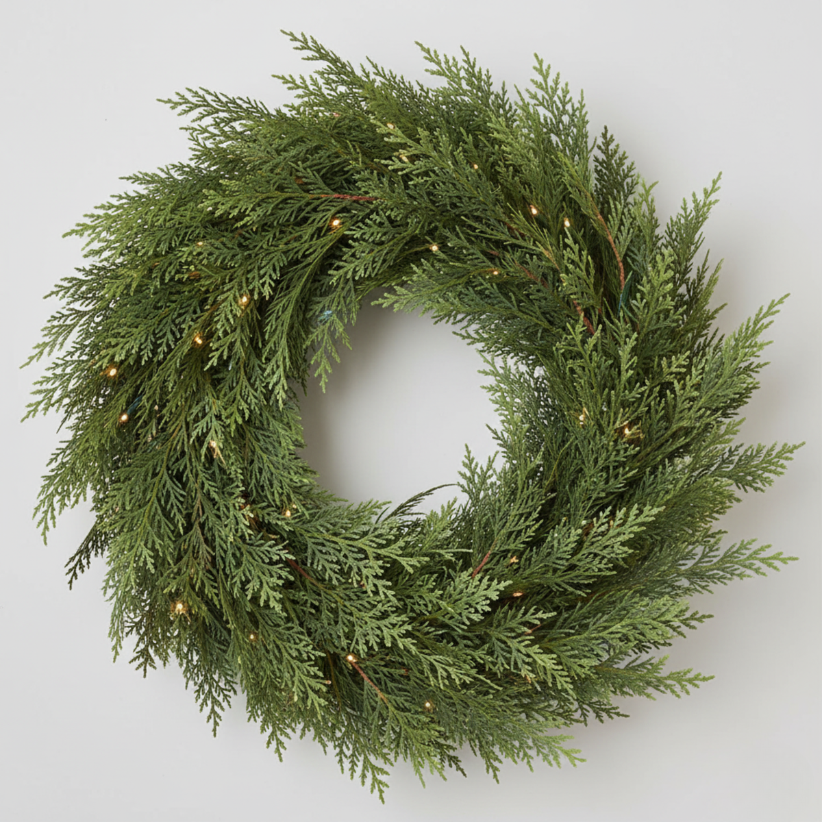 Two Piece Artificial Cedar Garland Set with Hand Tied Hanging Loops, Six Feet Long Each for Stairs and Mantels