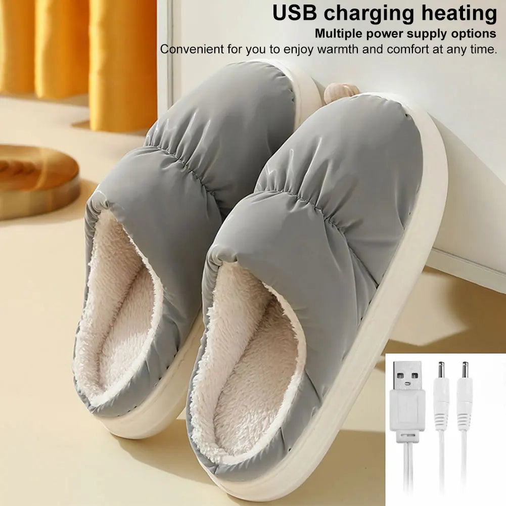Heated Slippers with Detachable Cable and Non-Slip Base for Men and Women