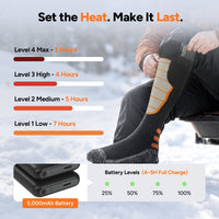 Heated Socks with Adjustable Temperature and Rechargeable Battery, Side Wrap Design