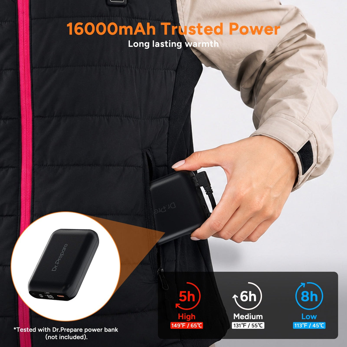 Women's Heated Vest with Six Heating Zones and Three Temperature Levels