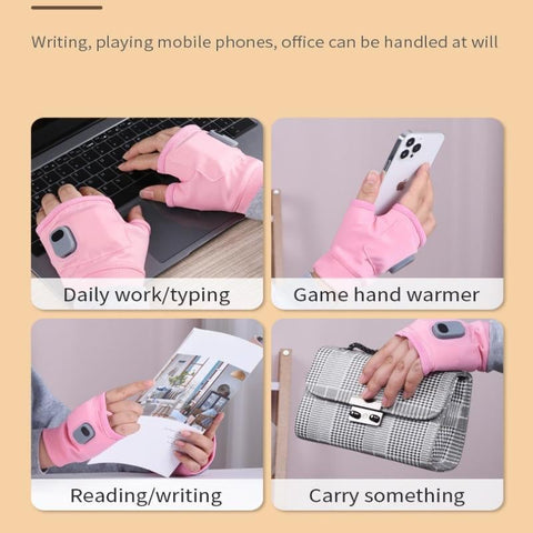 Fingerless Heated Gloves with Three Heat Settings, 1800 mAh Rechargeable Battery and a One Size Fit in Pink or Black