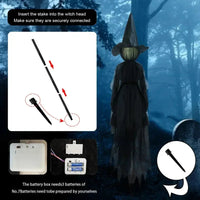 Glowing Witch Figures with Sound Activation and Flickering Lights, 59 Inch Height