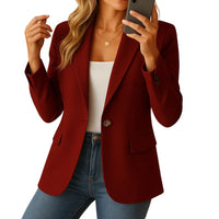 Stretch Blazer for Women with Notched Lapel and Hip Pockets, Machine Washable