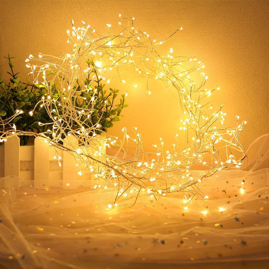 Copper Wire LED String Lights with Remote and 8 Modes for Christmas Trees and Patios