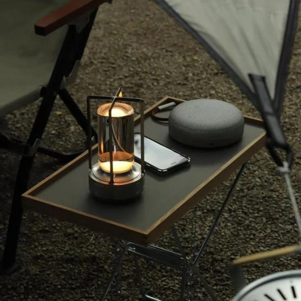 Cordless Rechargeable Metal Lantern Lamp with 3 Stage Touch Dimming for Tables and Patios