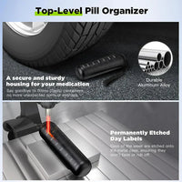 Pill Organizer 7 Day Aluminum Portable for Travel