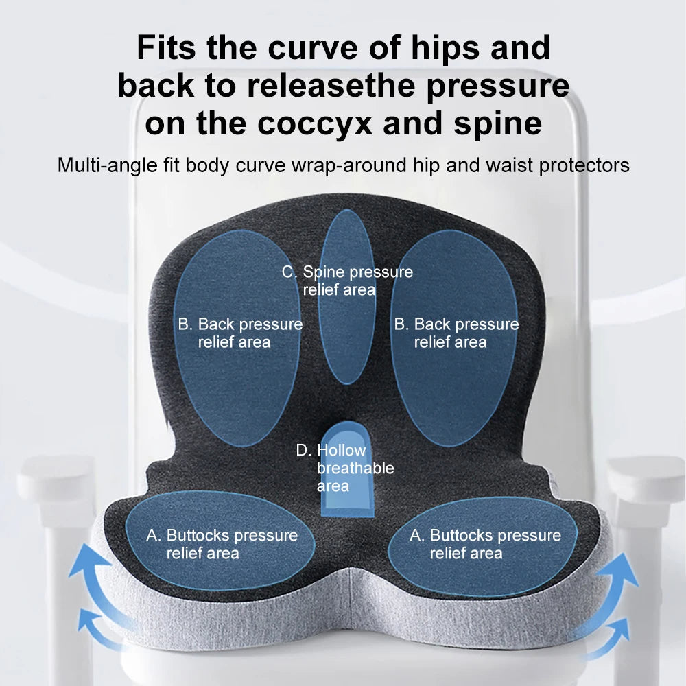 Lumbar Support Seat Cushion with Memory Foam for Chairs