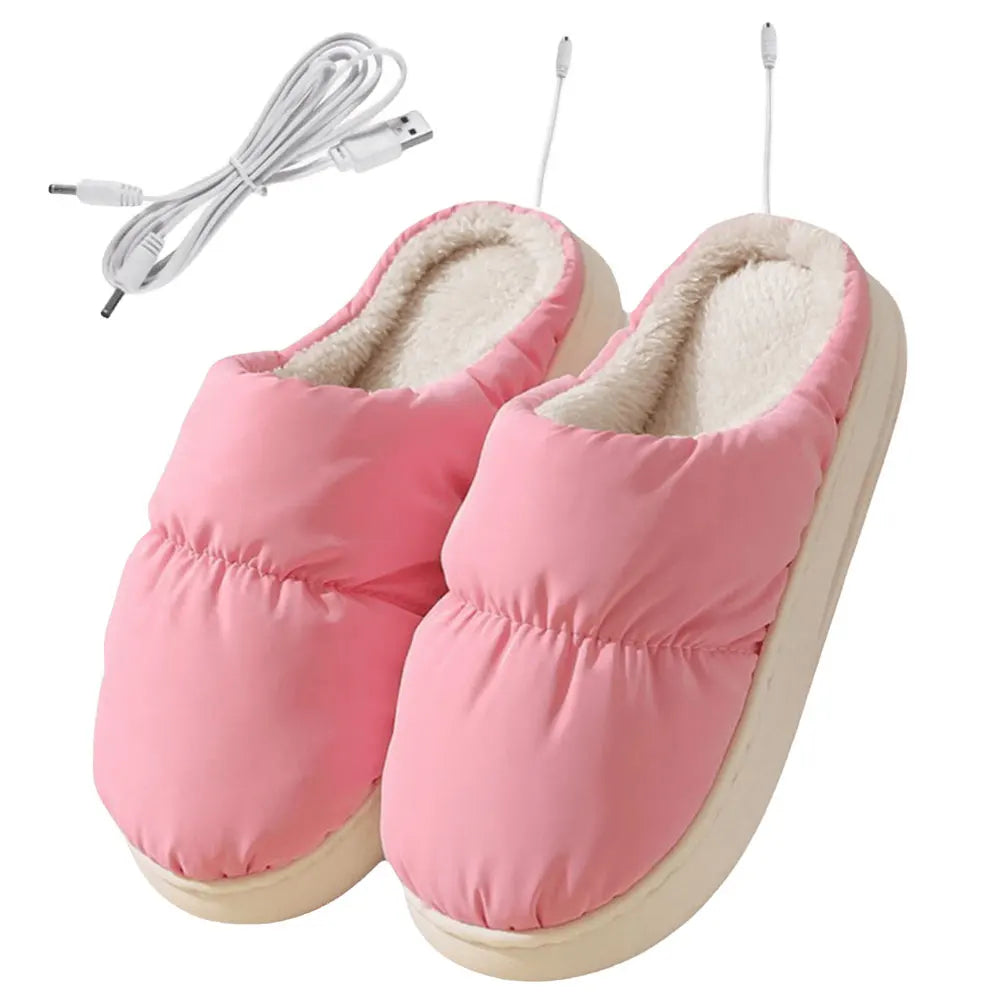 Heated Slippers with Detachable Cable and Non-Slip Base for Men and Women