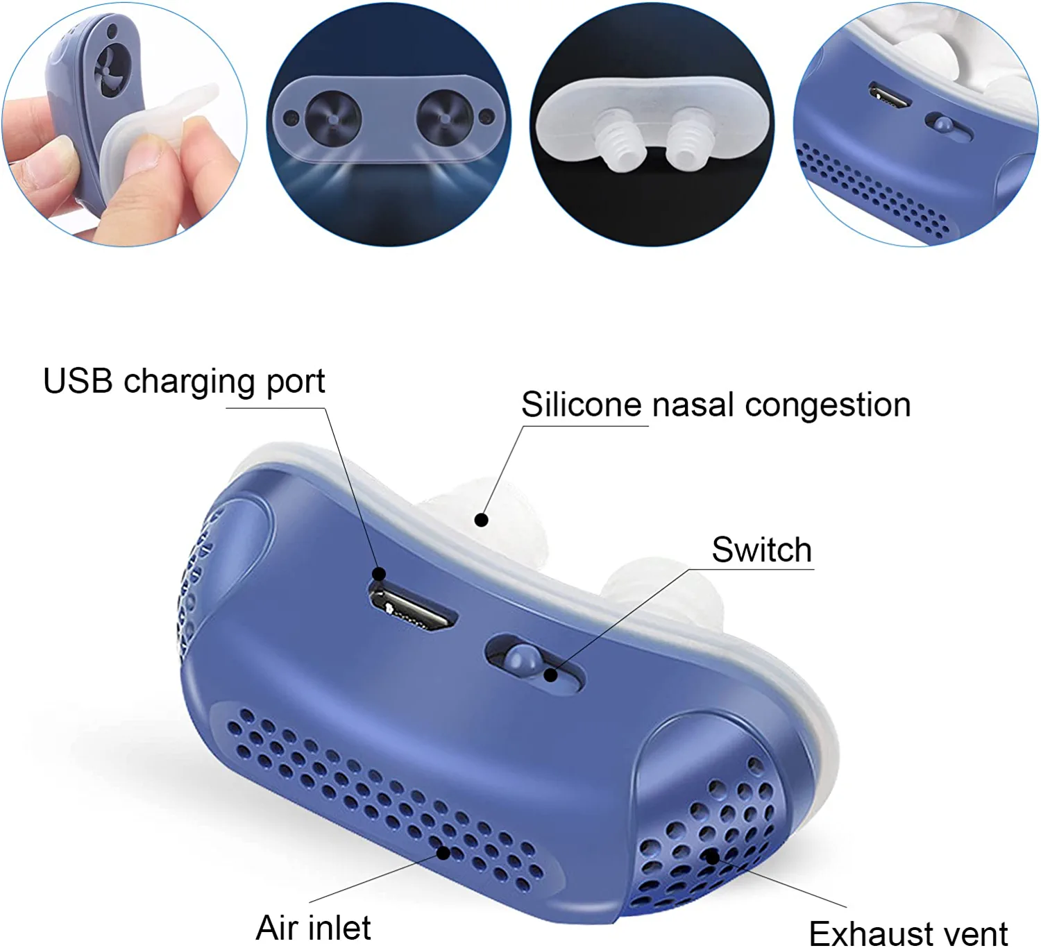 Micro CPAP Alternative Device for Sleep Apnea Travel and Snoring