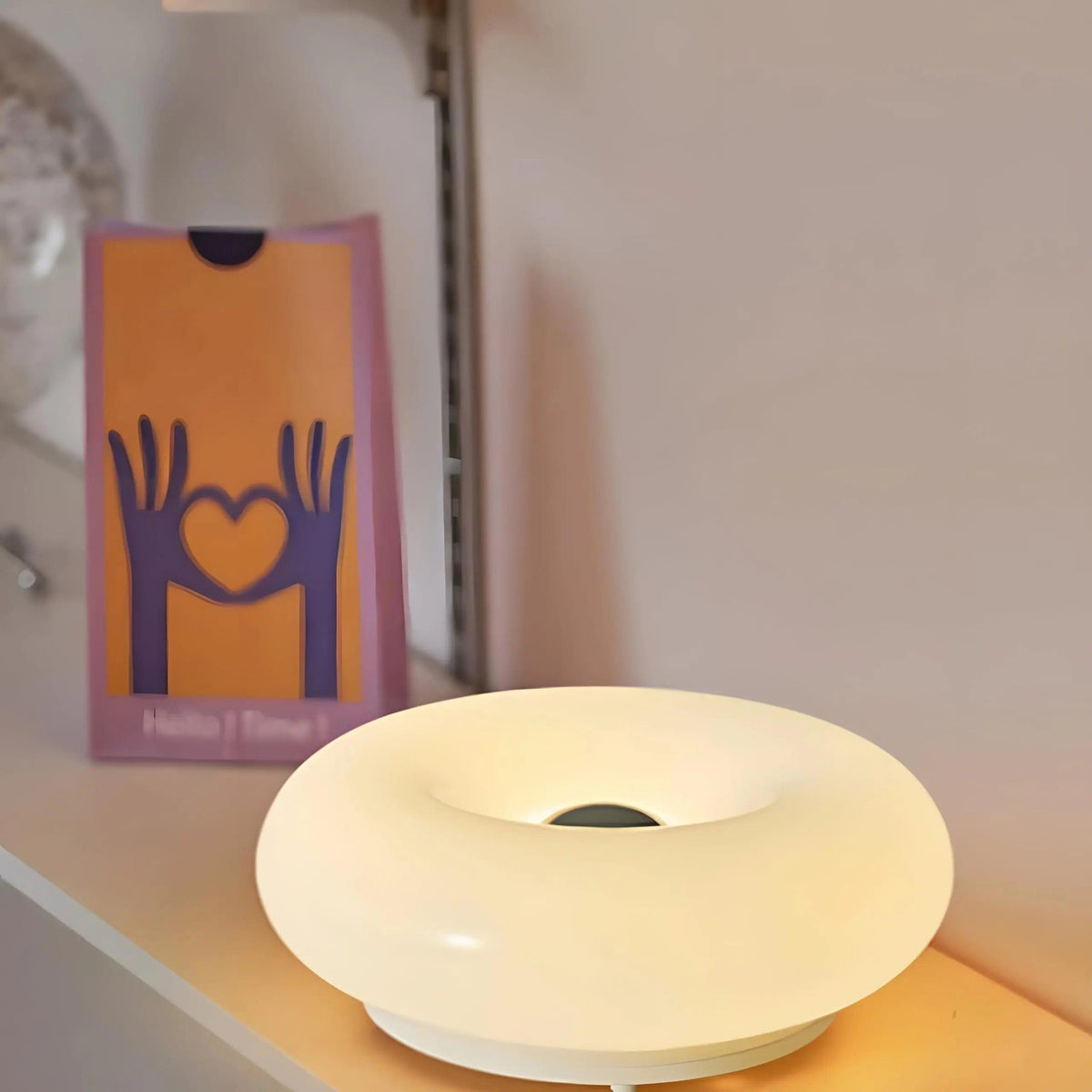 Glass Donut Table Lamp with Dimmable LED and Touch Control for Desks Walls and Hallways