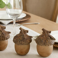 Resin Acorn Sculpture with Textured Cap and Flat Base, 5 Inches Tall