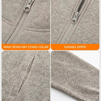 Mens Heated Fleece Jacket with Five Carbon Fiber Zones and Three Heat Levels for Outdoors