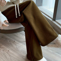 Wide Leg Lounge Pants with Thermal Lining and Elastic Waistband