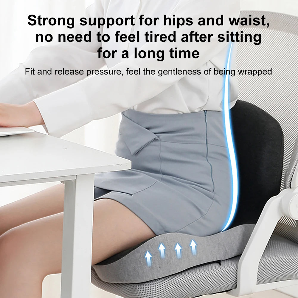 Lumbar Support Seat Cushion with Memory Foam for Chairs