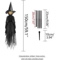 Glowing Witch Figures with Sound Activation and Flickering Lights, 59 Inch Height