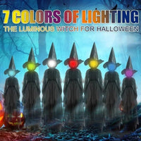 Glowing Witch Figures with Sound Activation and Flickering Lights, 59 Inch Height
