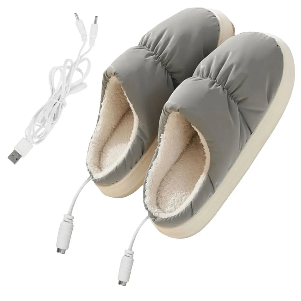 Heated Slippers with Detachable Cable and Non-Slip Base for Men and Women