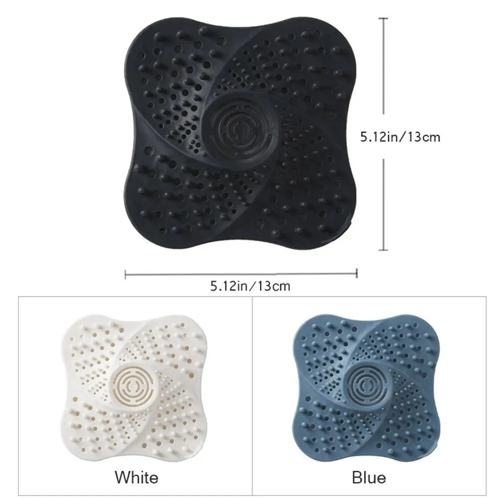 Spiral Drain Cover Hair Catcher in Flexible TPR Rubber with a Built In Handle and Suction Cups